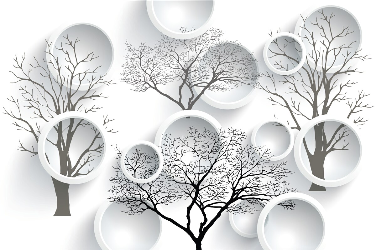 Fototapeta białe kółka i drzewa