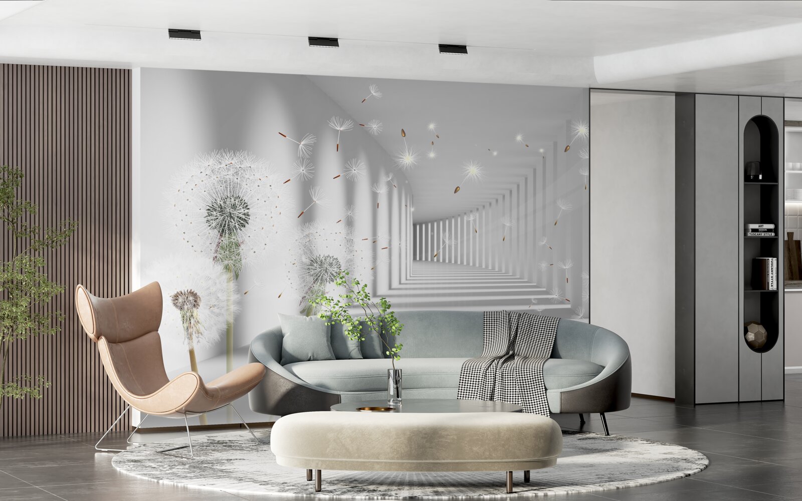 Fototapeta niekończący się tunel usiany mleczami