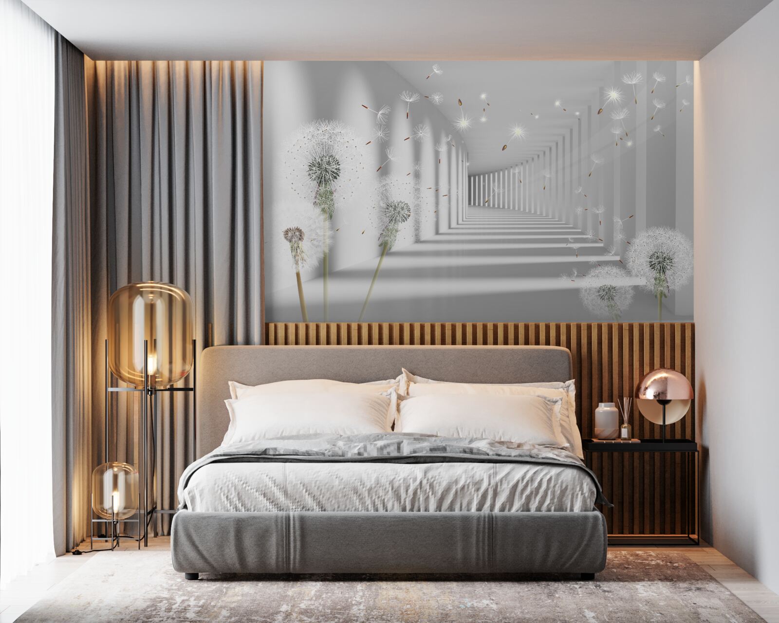 Fototapeta niekończący się tunel usiany mleczami