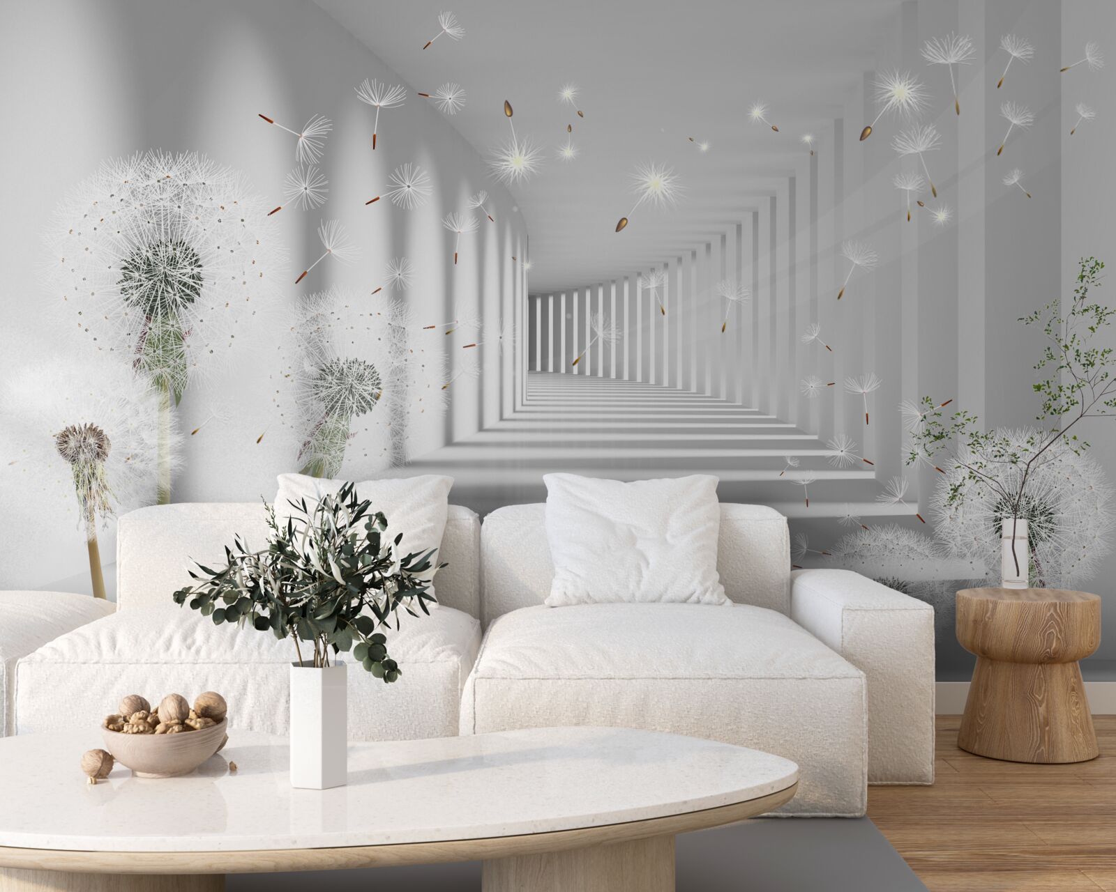 Fototapeta niekończący się tunel usiany mleczami