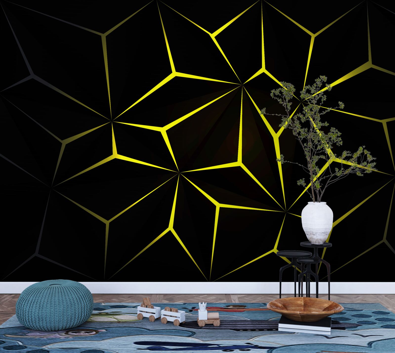 Fototapeta postacie są czarne z żółtym podświetleniem