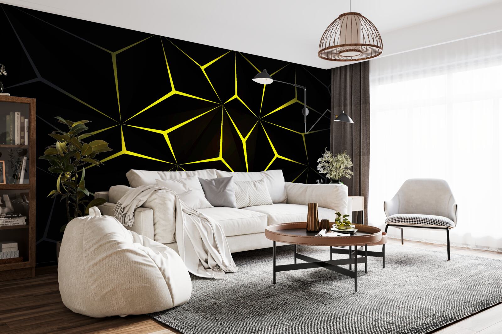 Fototapeta postacie są czarne z żółtym podświetleniem