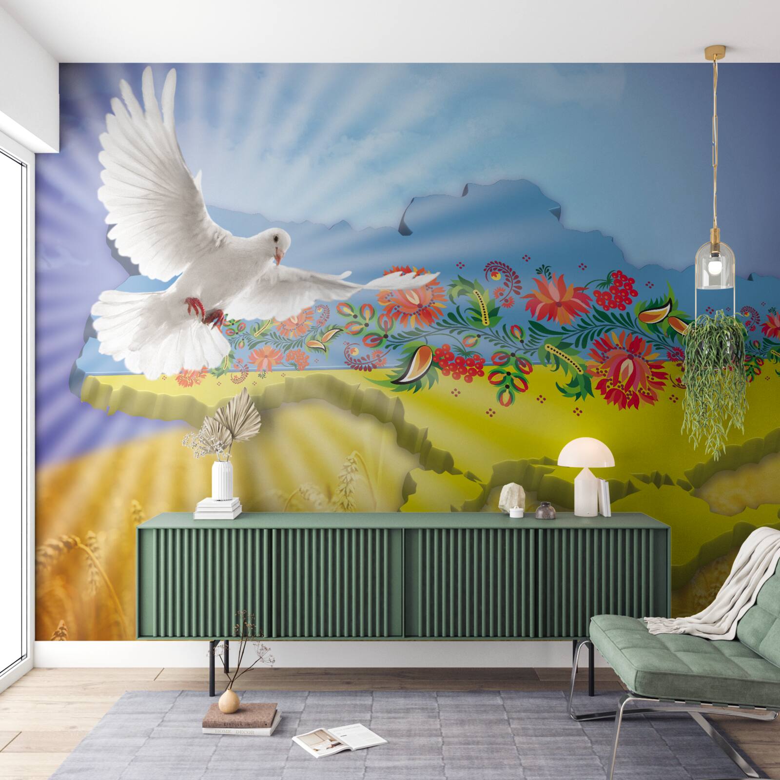 Fototapeta gołąb pokoju i mapa ukrainy