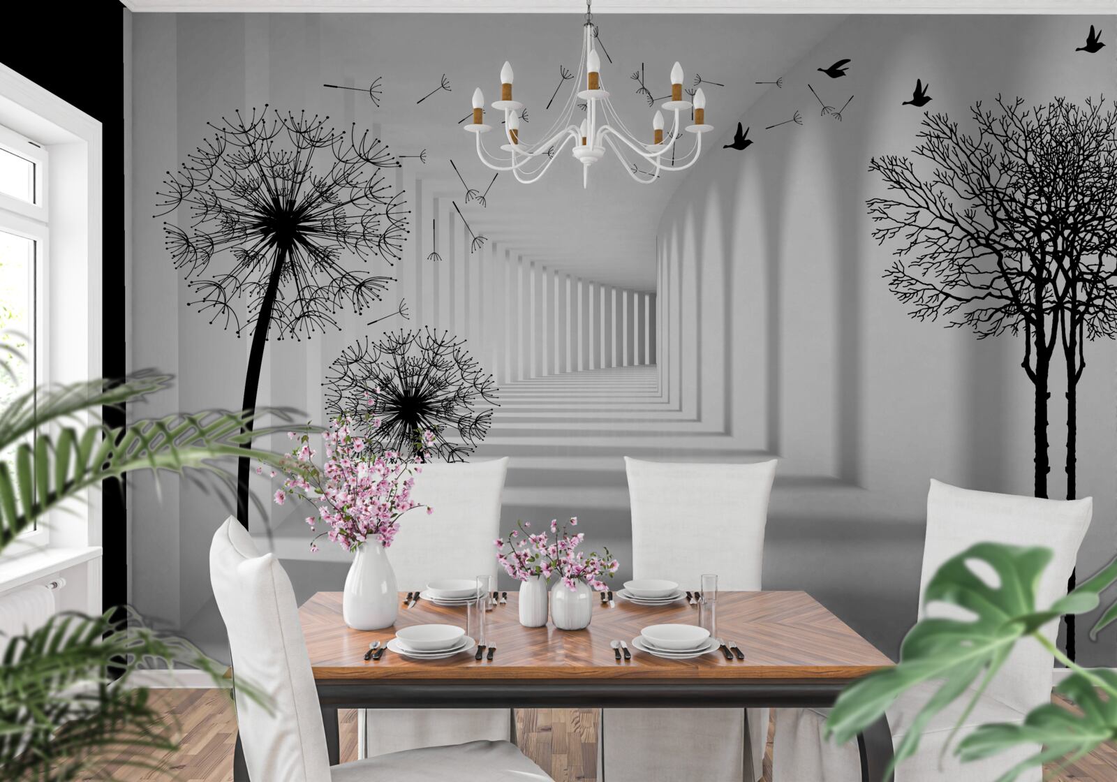 Fototapeta czarne mlecze i tunel