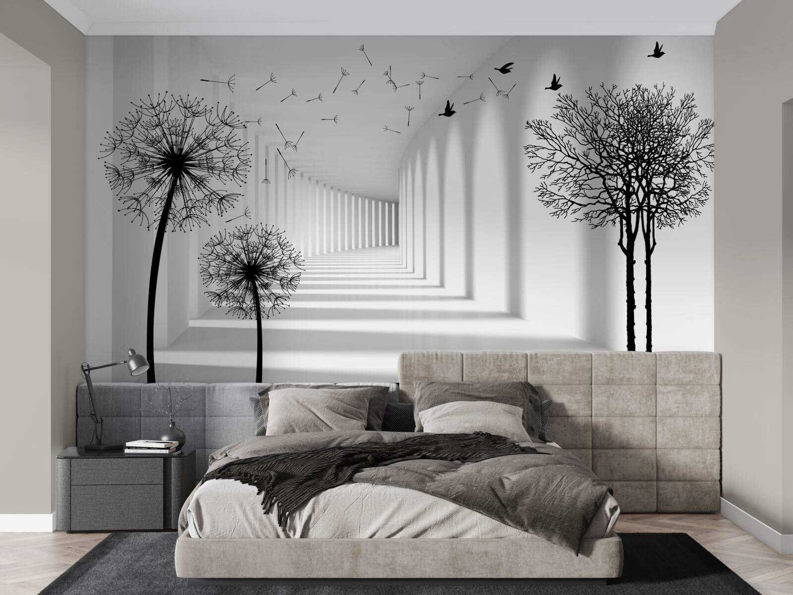 Fototapeta czarne mlecze i tunel