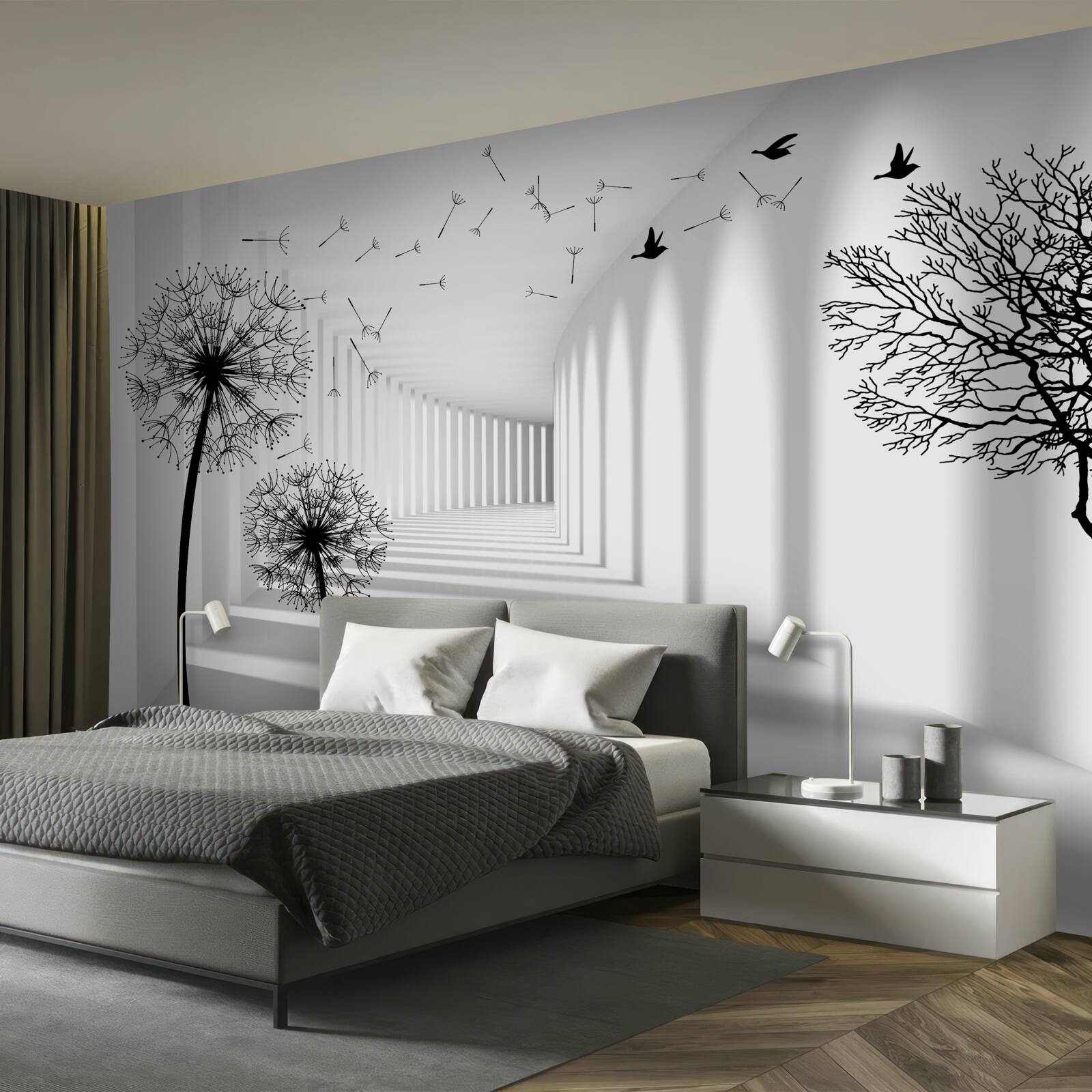 Fototapeta czarne mlecze i tunel