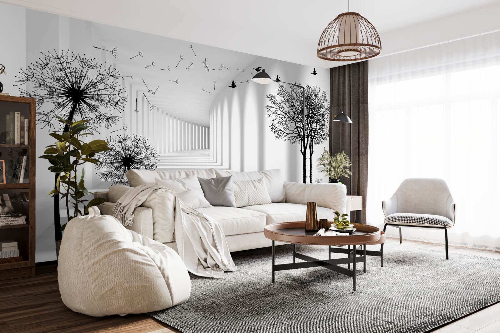 Fototapeta czarne mlecze i tunel