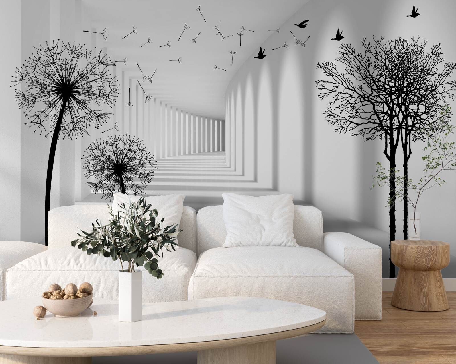 Fototapeta czarne mlecze i tunel