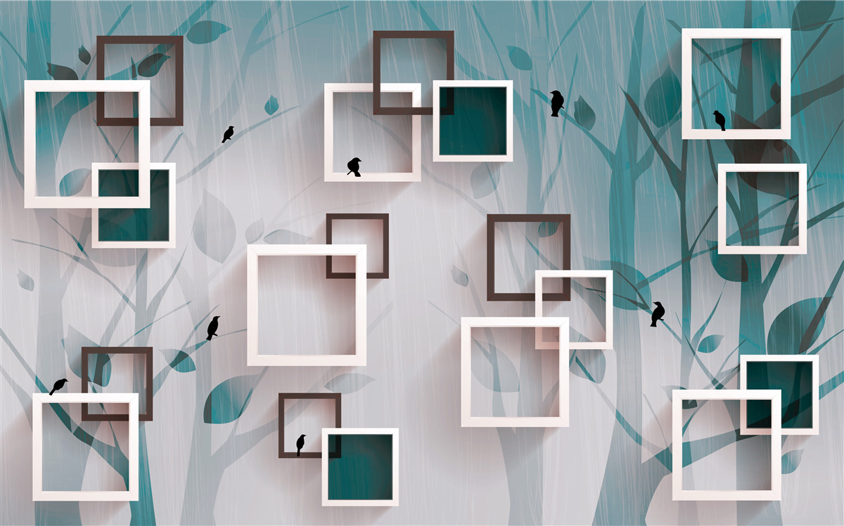 Fototapeta kwadraty w śnieżnobiałym kolorze na tle krajobrazu