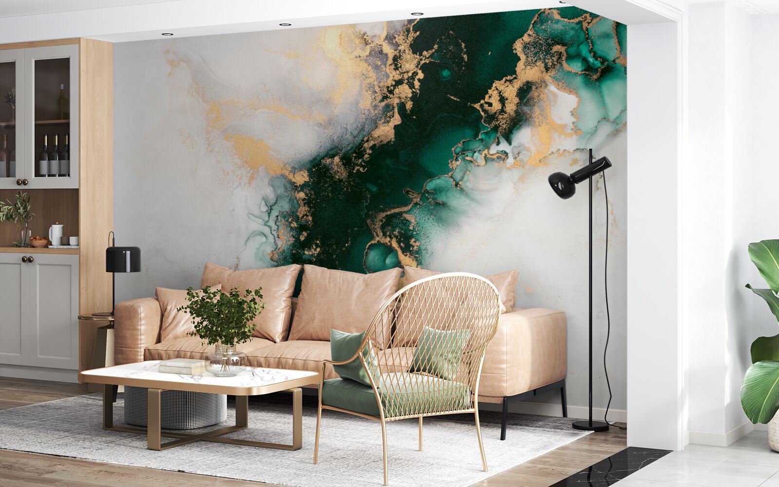 Fototapeta biały marmur z odcieniami szmaragdowego koloru