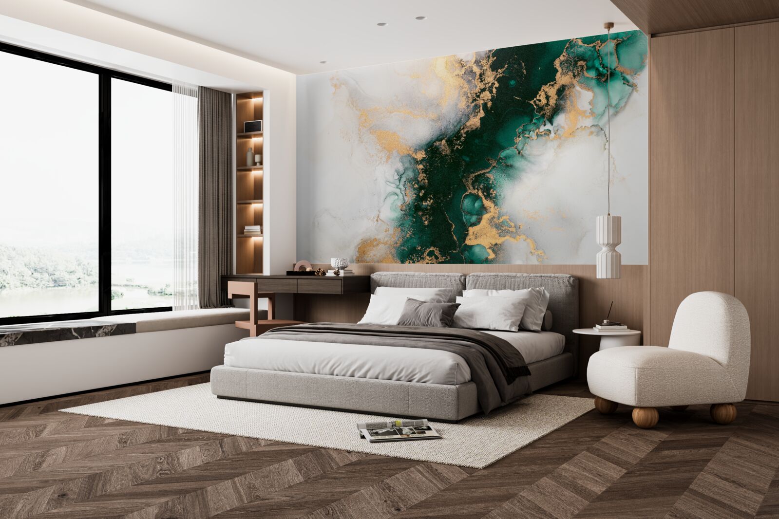 Fototapeta biały marmur z odcieniami szmaragdowego koloru