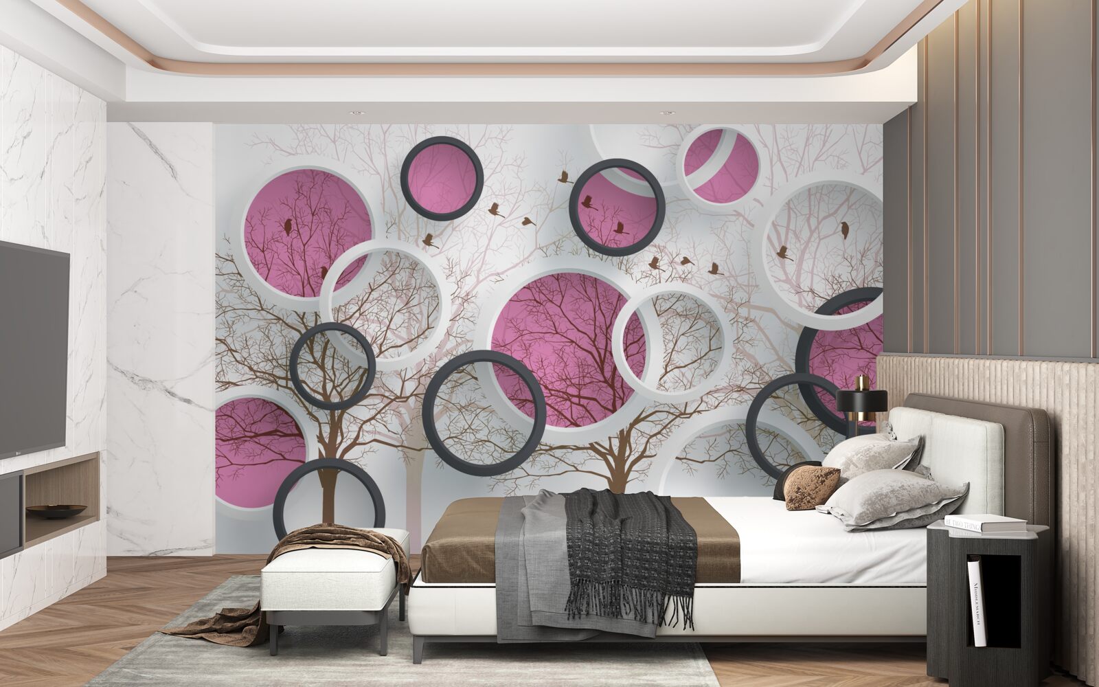 Fototapeta losowe kręgi i drzewa