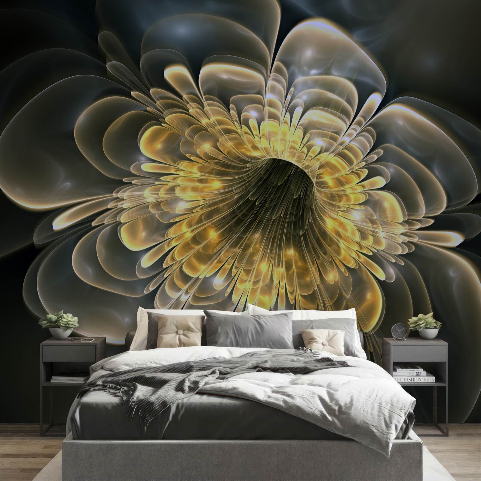 Fototapeta Żółty kwiat o abstrakcyjnym kształcie