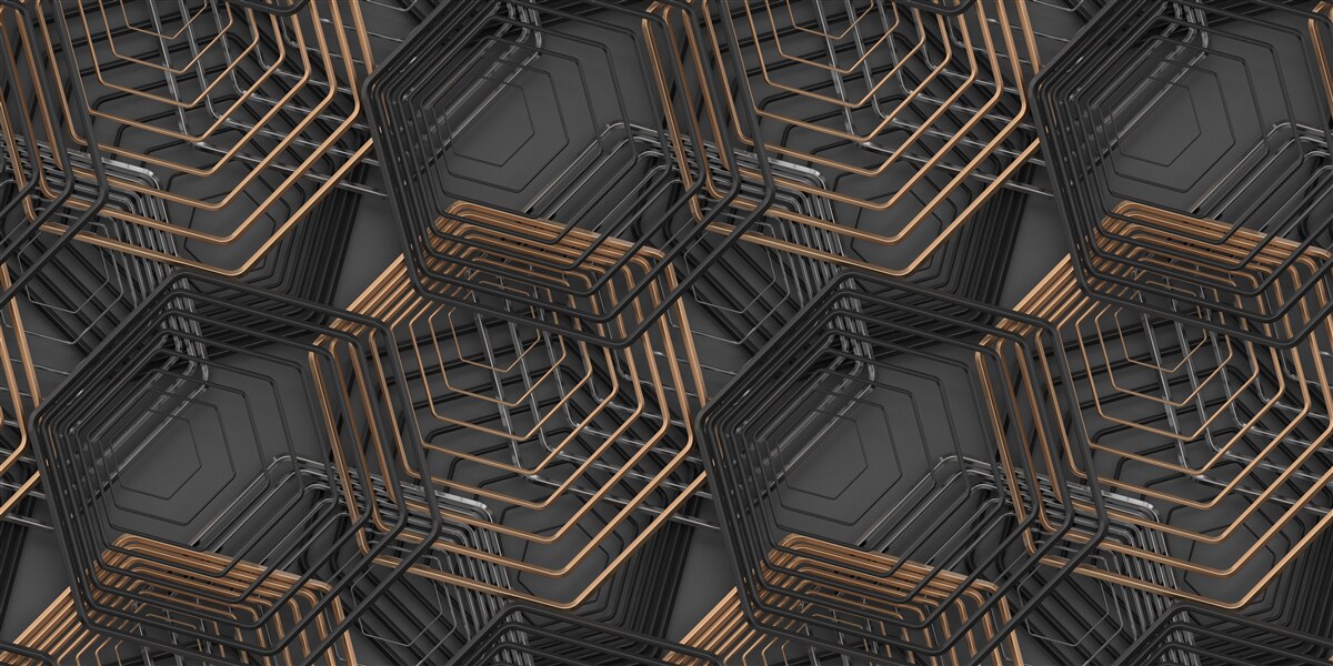 Fototapeta czarno-brązowe pięciokąty o strukturze siatki