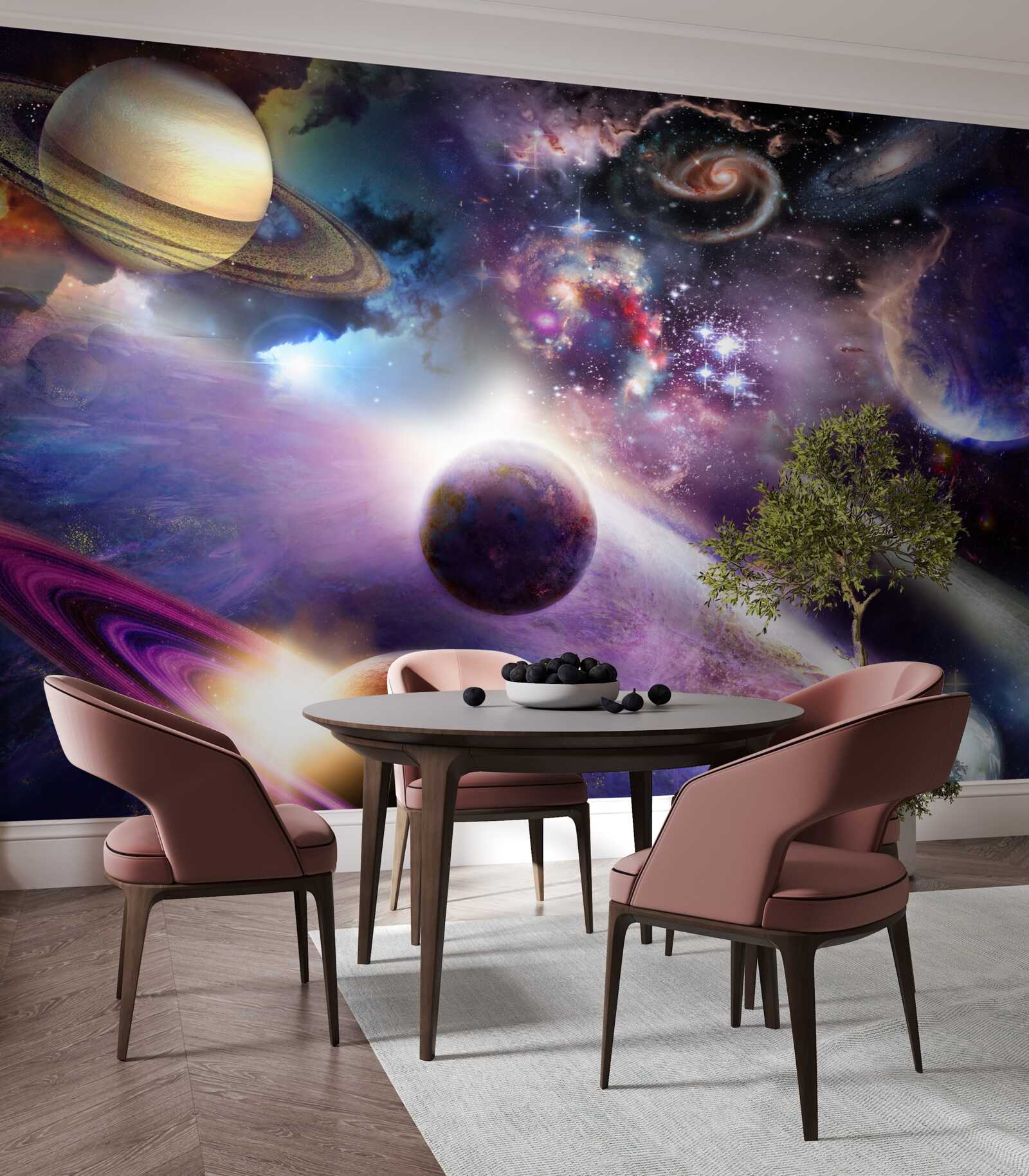 Fototapeta przestrzeń jest nieskończona i pełna jasnych planet