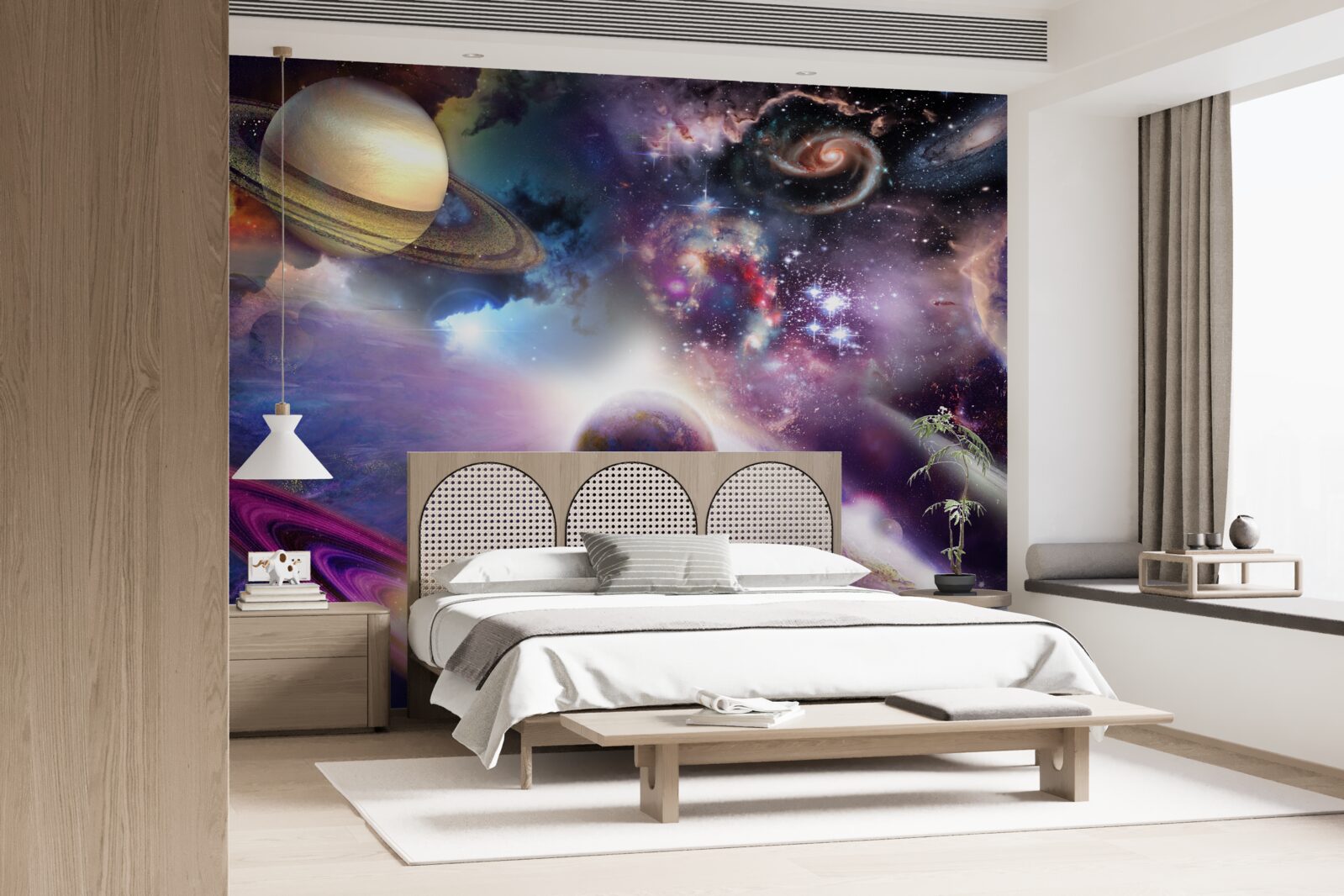 Fototapeta przestrzeń jest nieskończona i pełna jasnych planet