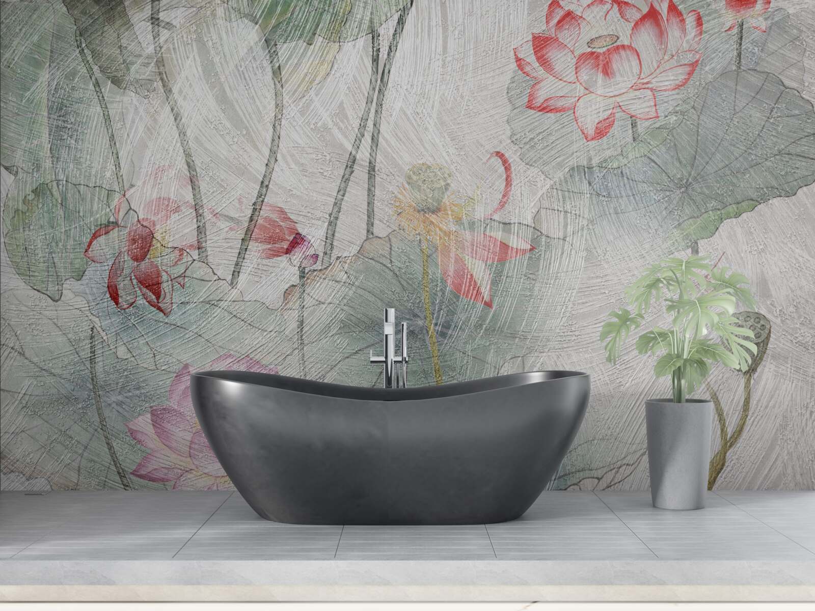 Fototapeta kwiaty maku malowane akwarelą