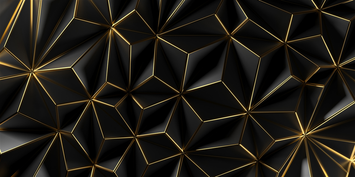 Fototapeta czarne figury wykonane z obszernego złota