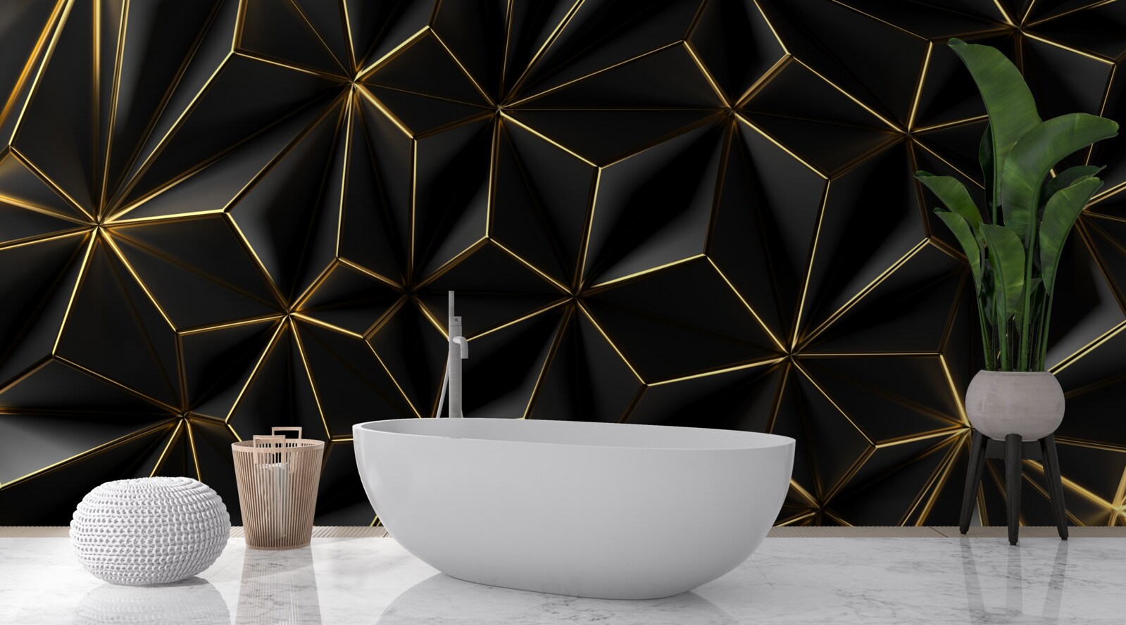 Fototapeta czarne figury wykonane z obszernego złota