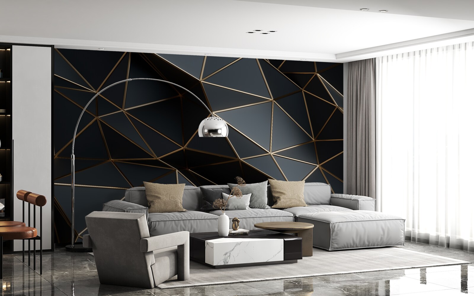 Fototapeta czarno-złote obiekty 3d