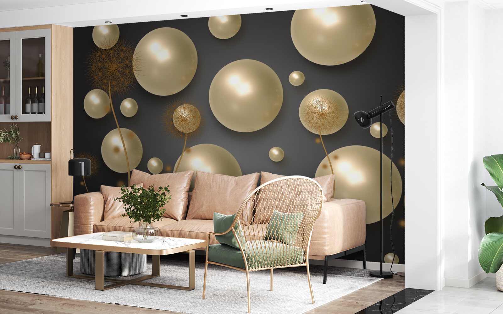 Fototapeta trójwymiarowa abstrakcja w postaci mleczy