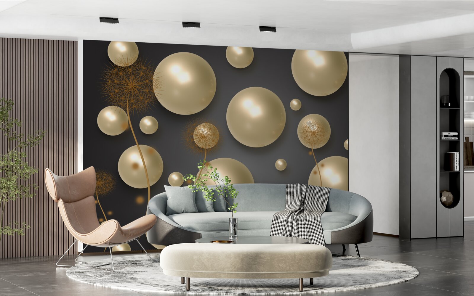 Fototapeta trójwymiarowa abstrakcja w postaci mleczy