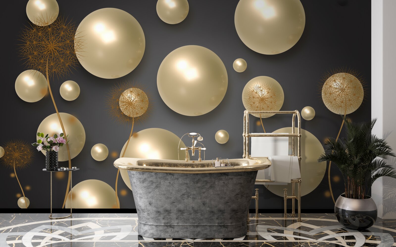 Fototapeta trójwymiarowa abstrakcja w postaci mleczy