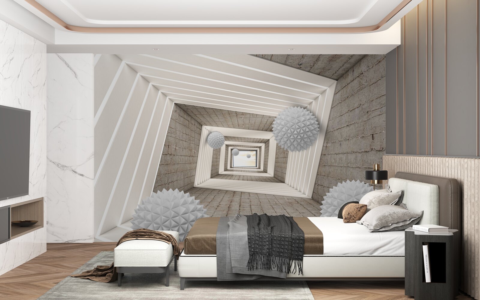 Fototapeta niekończący się tunel z piłkami