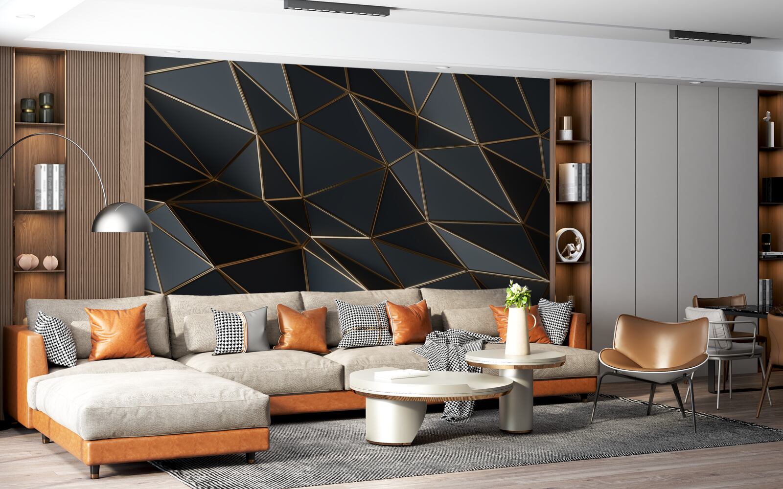 Fototapeta trójwymiarowe figury w kolorze czarnym z efektem trójwymiarowości