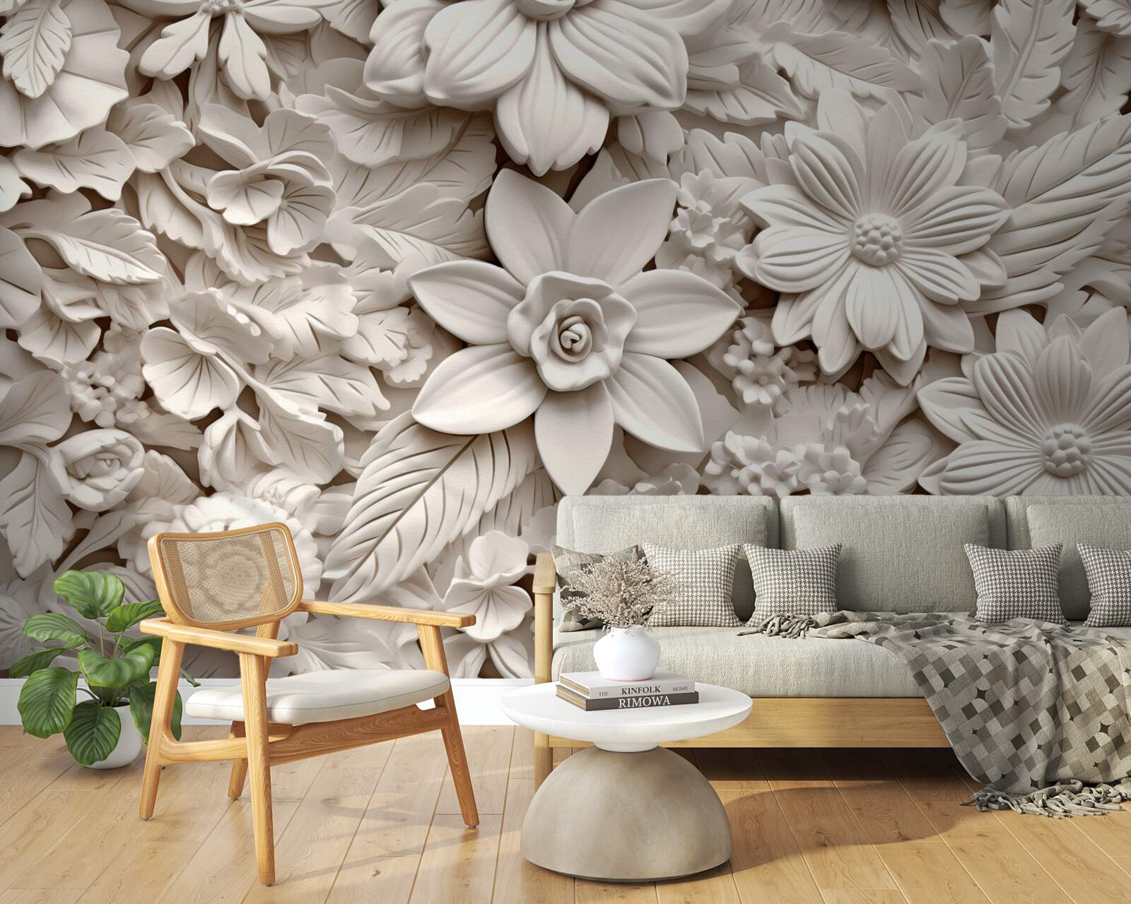 Fototapeta kompozycja kwiatowa z gipsu