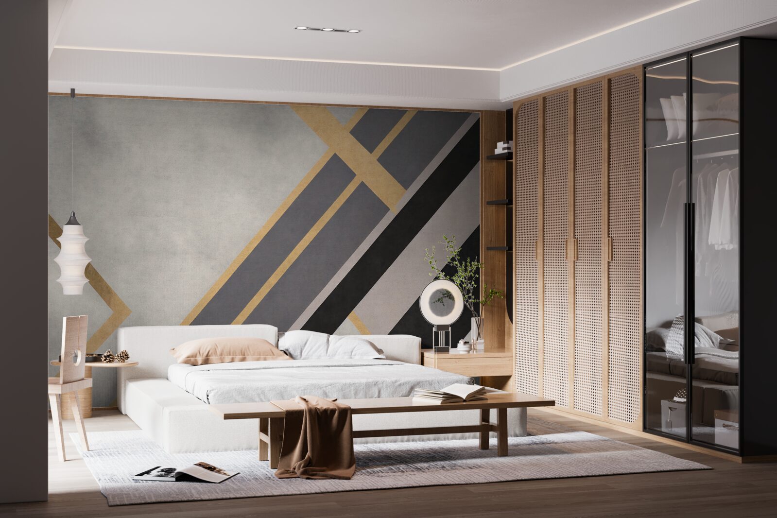 Fototapeta kolorowe linie na płytkach są ułożone równomiernie