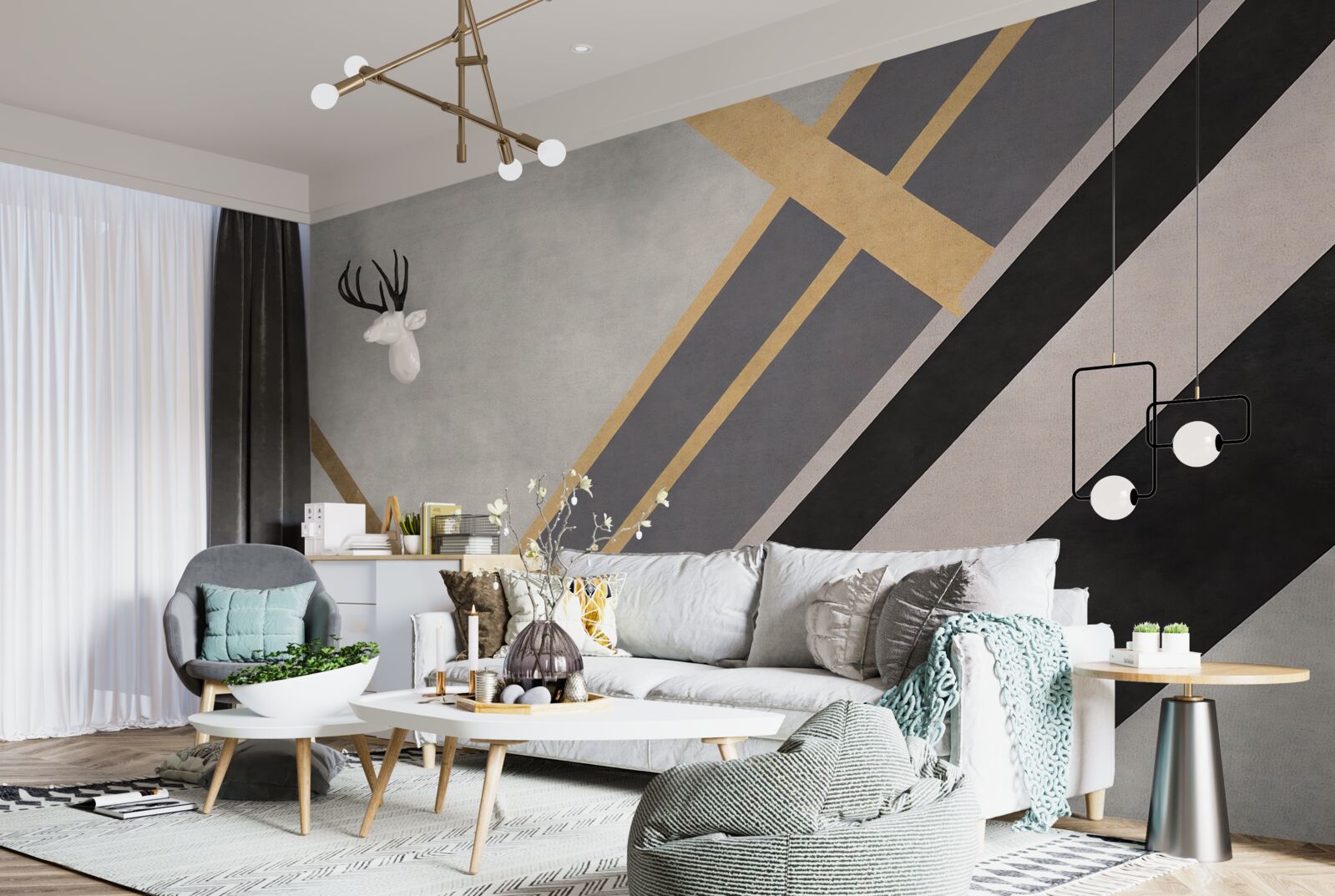 Fototapeta kolorowe linie na płytkach są ułożone równomiernie