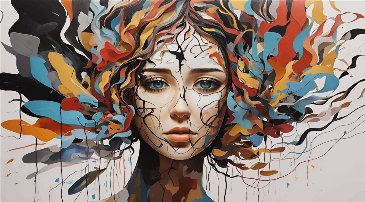 Fototapeta abstrakcja z obszernymi włosami dziewczyny