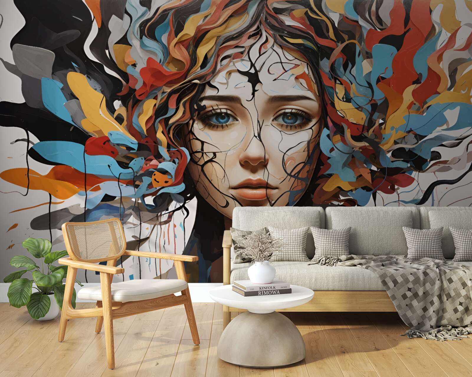 Fototapeta abstrakcja z obszernymi włosami dziewczyny