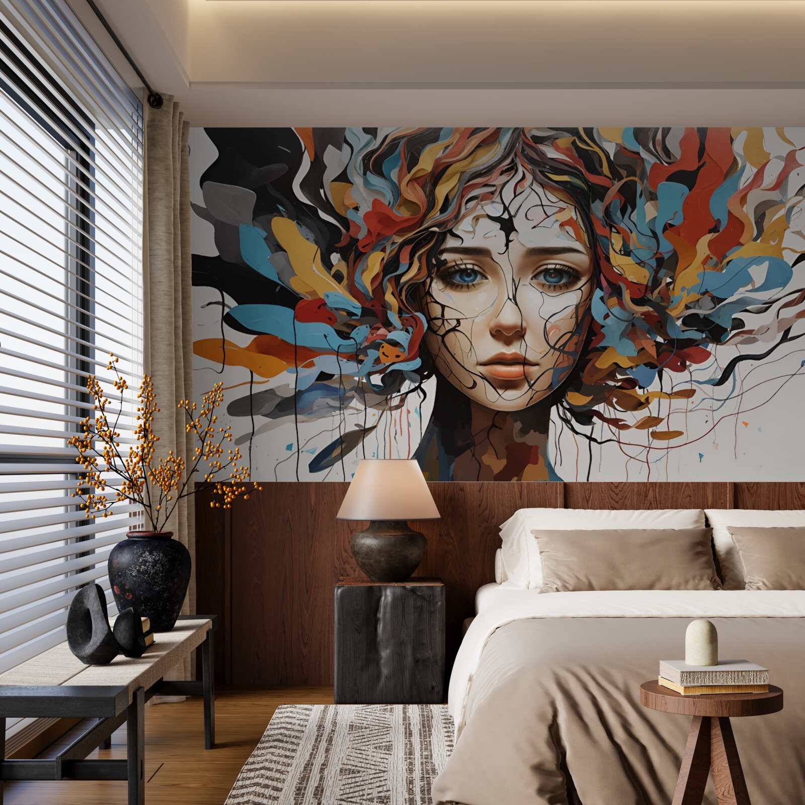 Fototapeta abstrakcja z obszernymi włosami dziewczyny