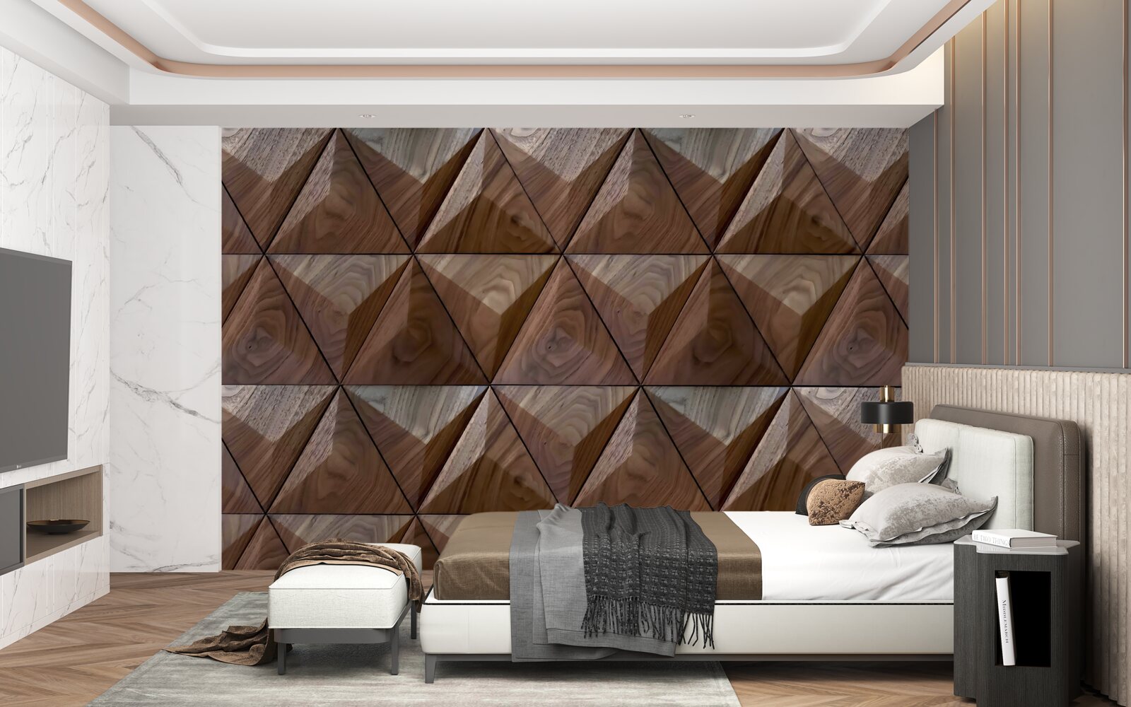 Fototapeta trójkątne kształty z fakturą drewna