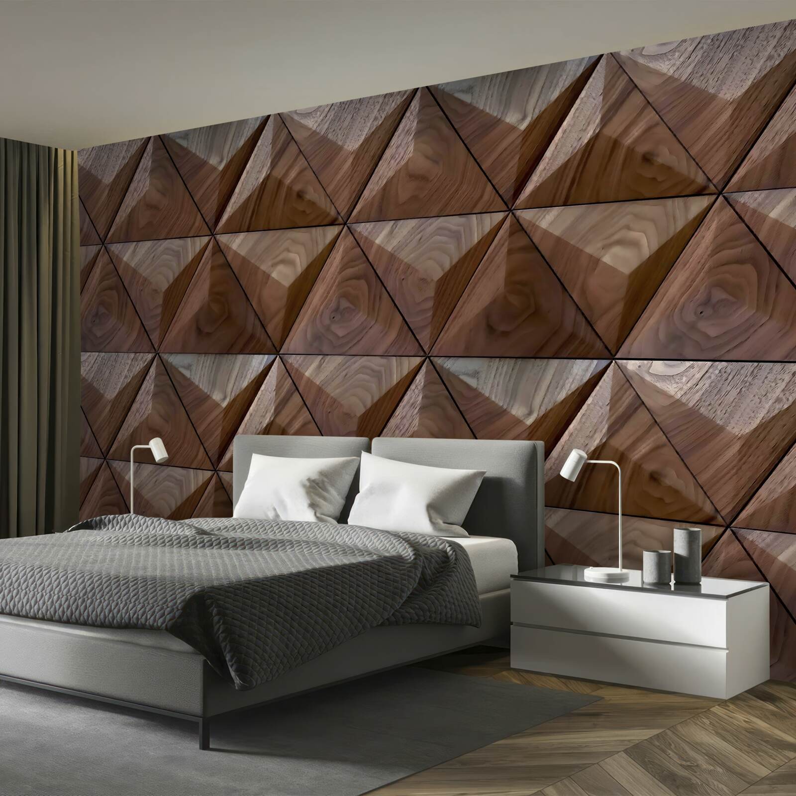 Fototapeta trójkątne kształty z fakturą drewna