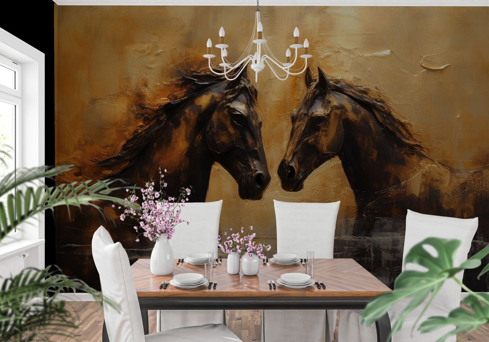 Fototapeta dwa konie w wodzie