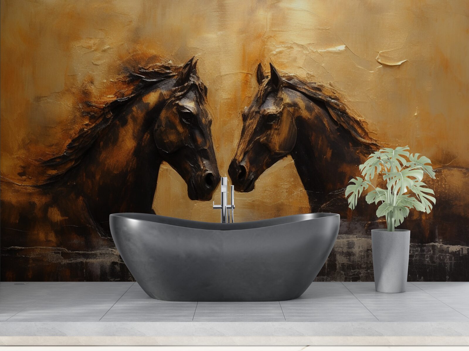 Fototapeta dwa konie w wodzie