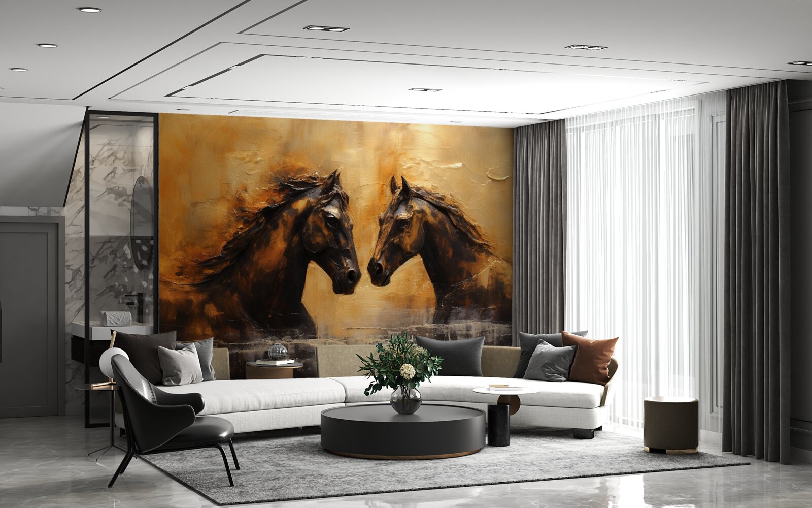 Fototapeta dwa konie w wodzie