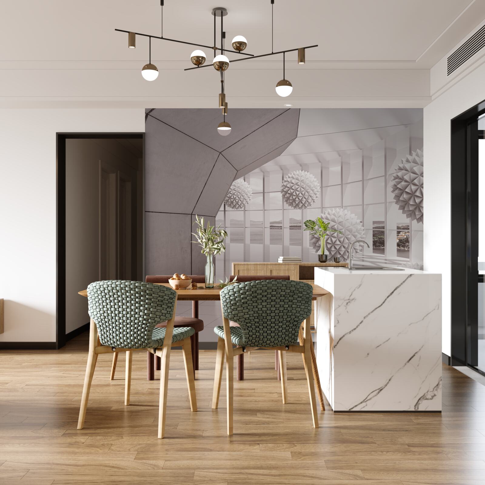 Fototapeta ostre kule z kolcami w tunelu