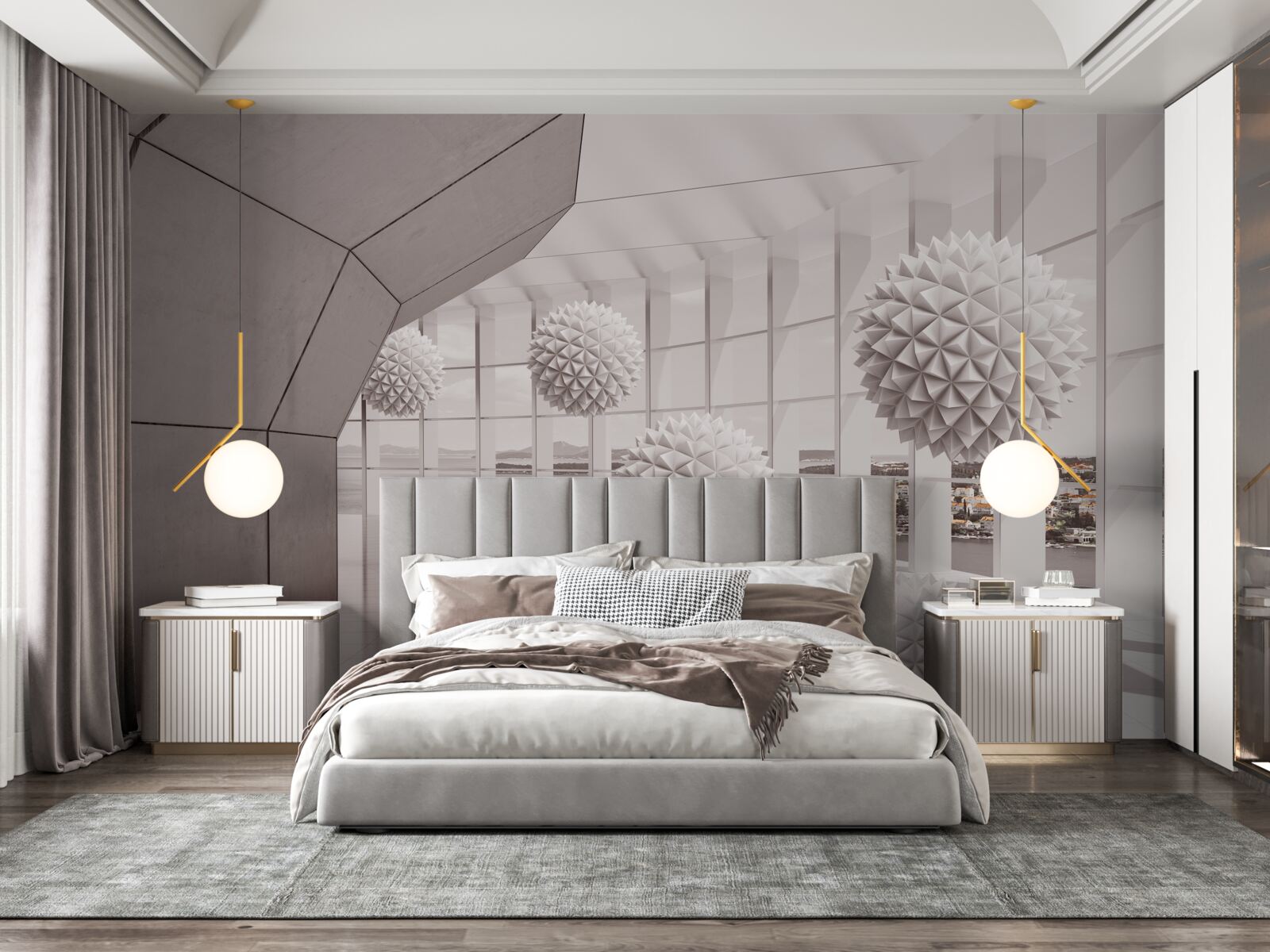 Fototapeta ostre kule z kolcami w tunelu