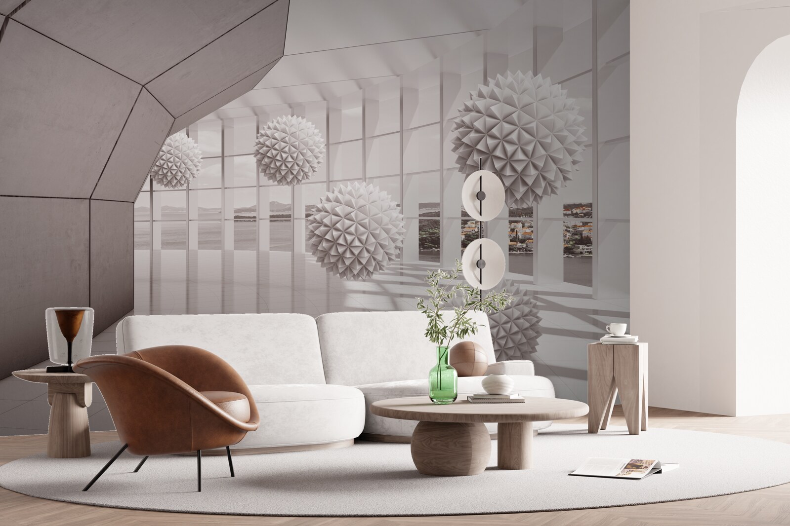 Fototapeta ostre kule z kolcami w tunelu