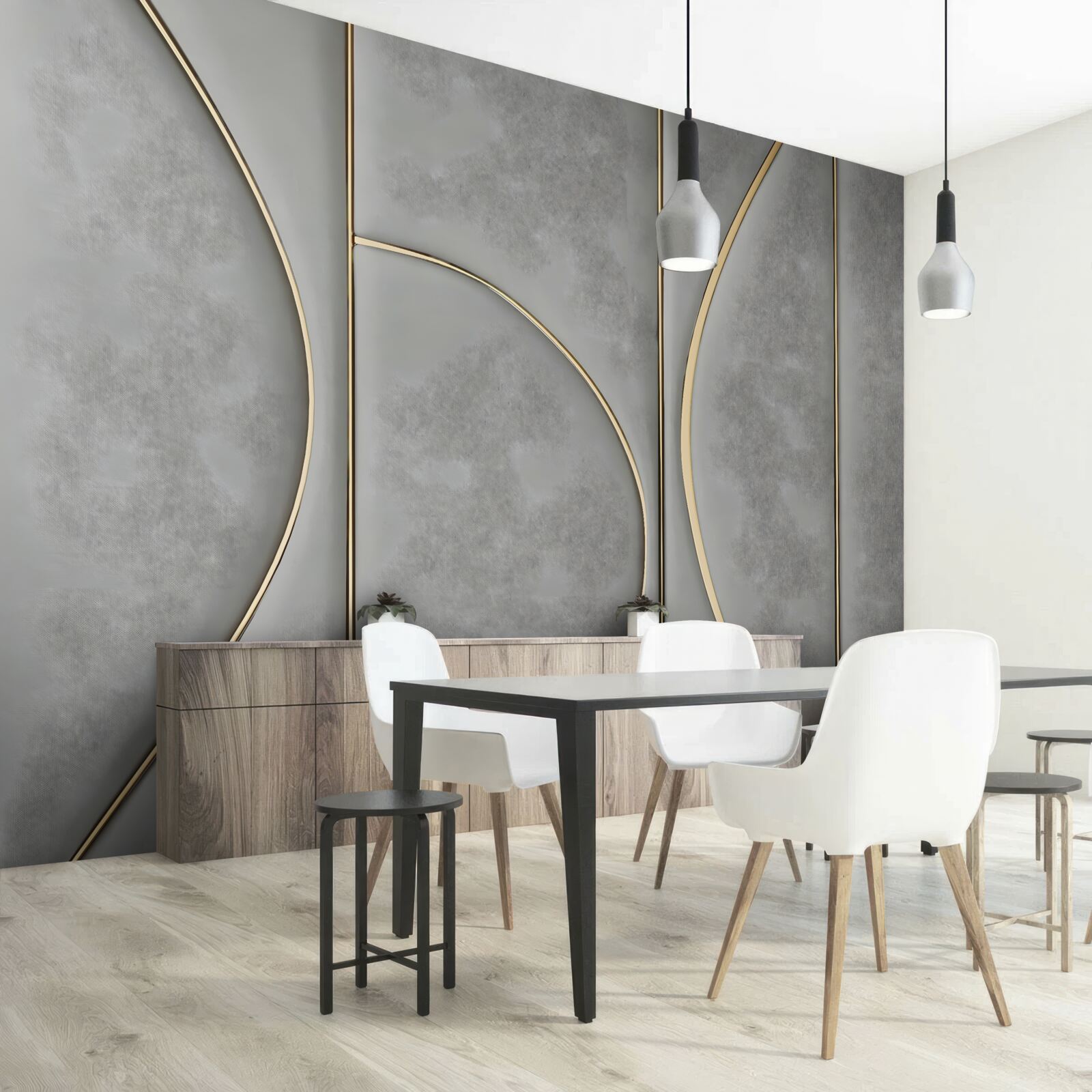 Fototapeta szara tekstura ze złotymi liniami