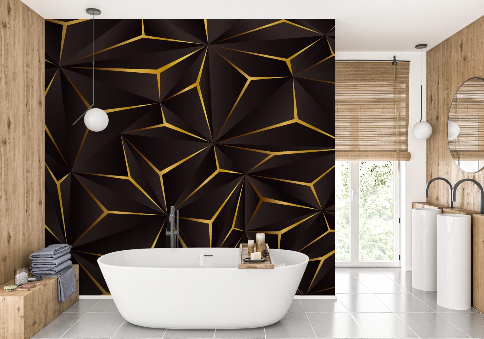 Fototapeta abstrakcja wolumetryczna czarno-złota