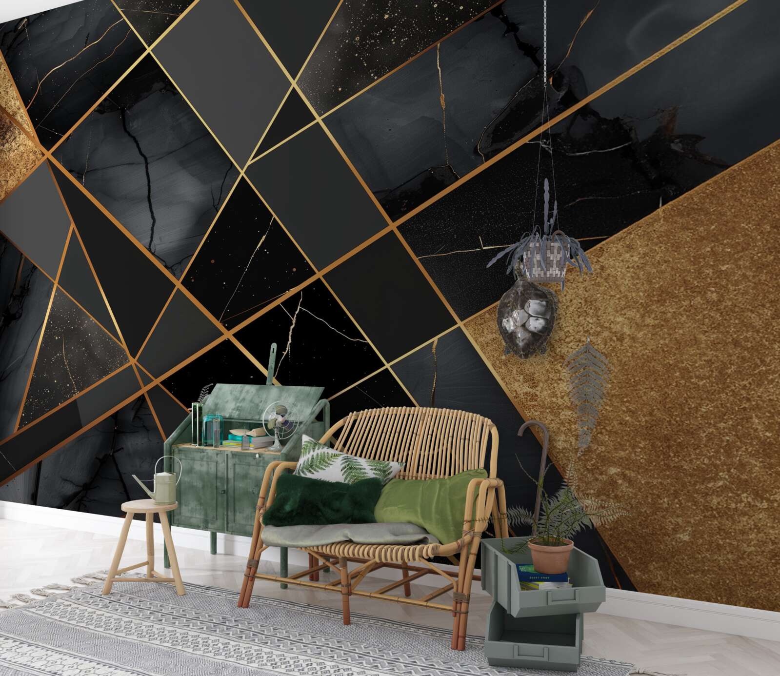 Fototapeta czarny marmur ze złotymi żyłkami