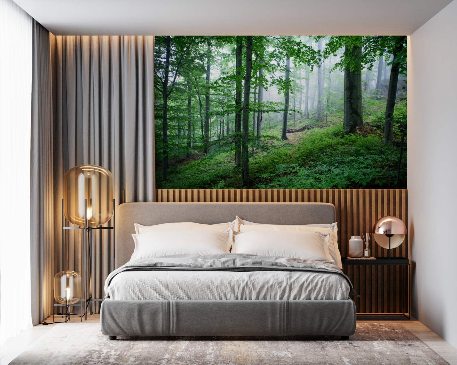 Fototapeta mgła opada na leśną gęstwinę