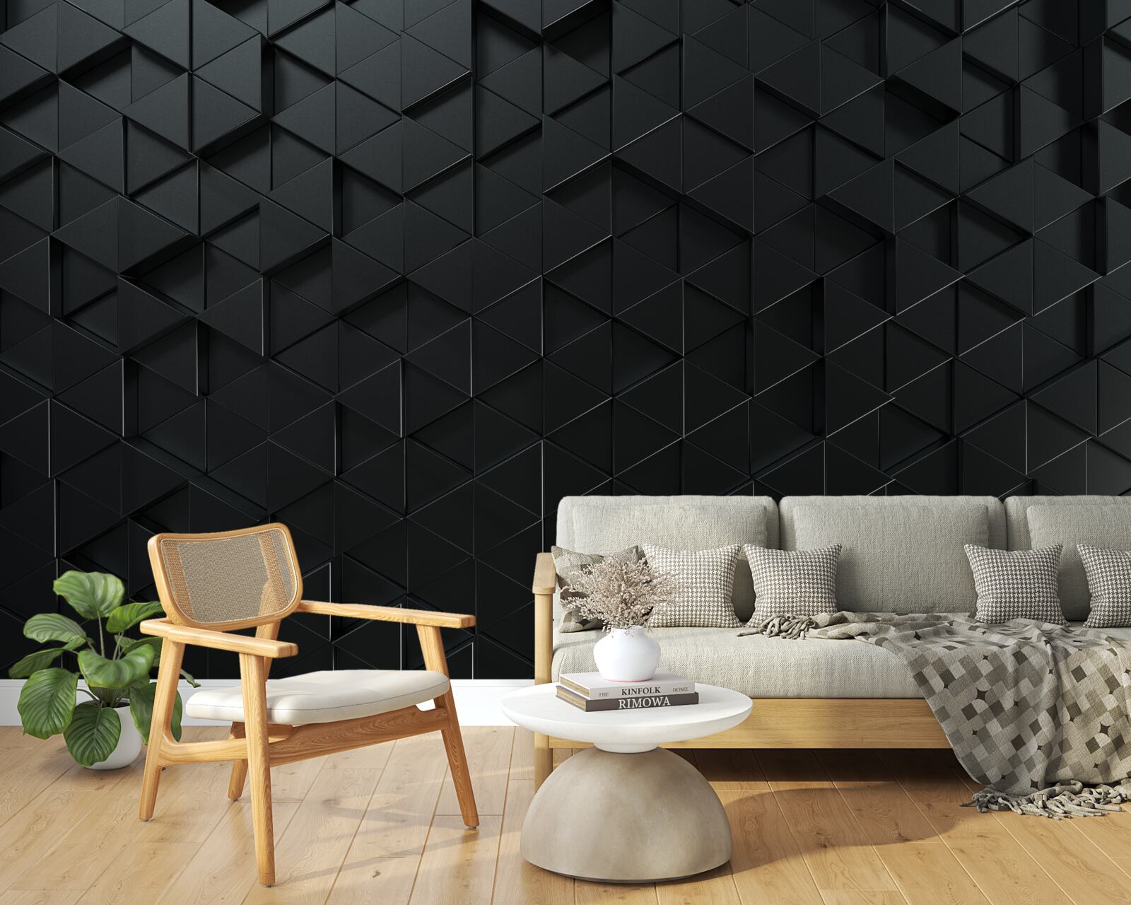 Fototapeta trójkąty wolumetryczne w kolorze czarnym