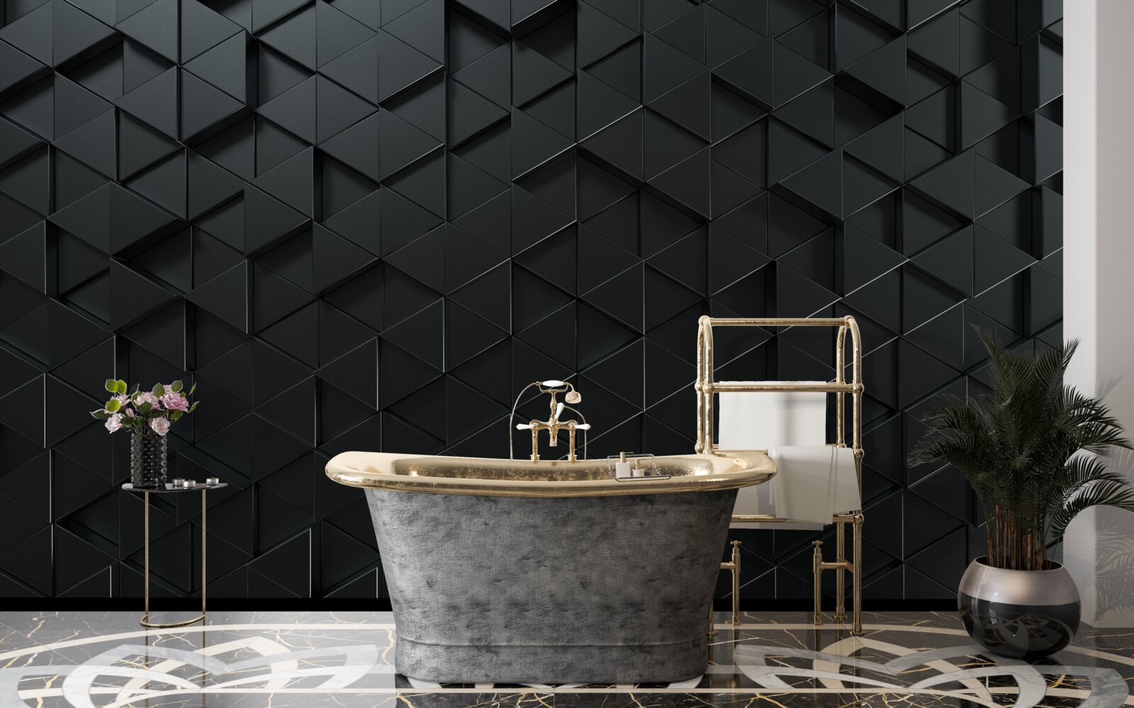 Fototapeta trójkąty wolumetryczne w kolorze czarnym