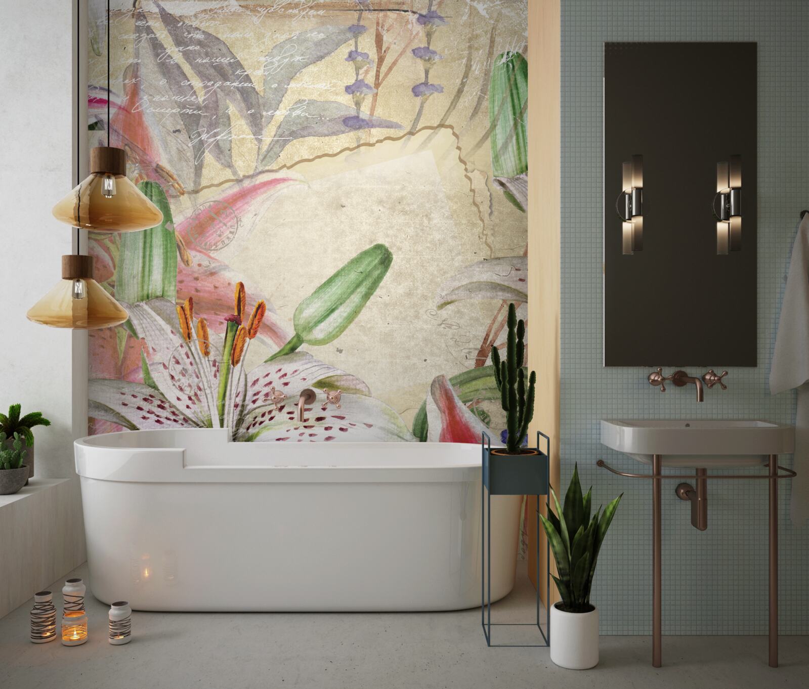 Fototapeta kwitnące śnieżnobiałe lilie